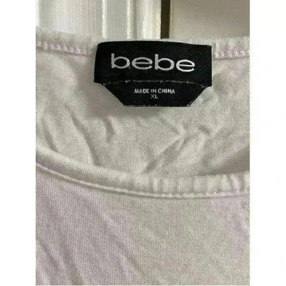 BEBE WHITE short sleeve cold shoulder top XL - Picture 4 of 5